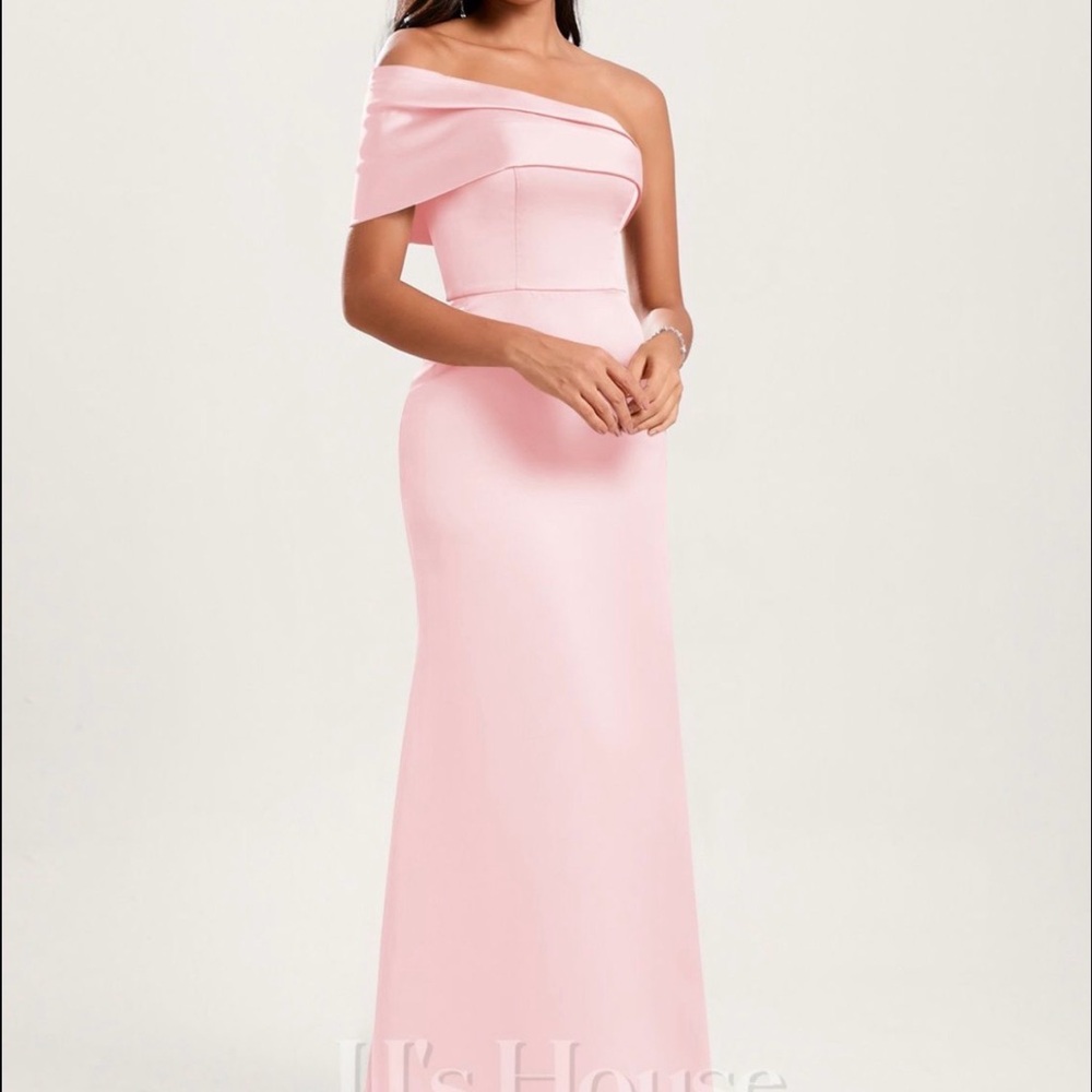 Elegant One-Shoulder Pink Evening Dress